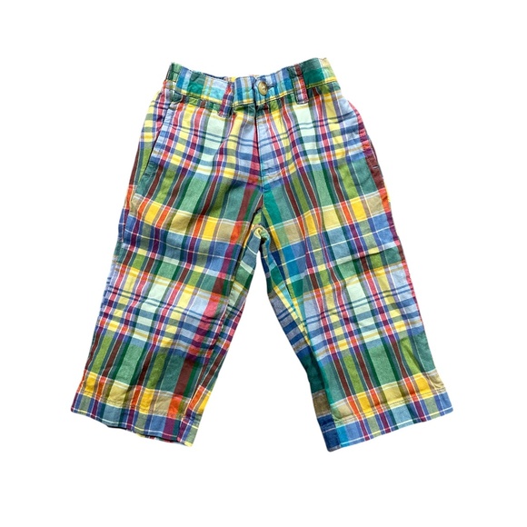 Polo Ralph Lauren Plaid 18 Month Zipper Pants Elastic Waist Pockets 100% Cotton - Picture 1 of 4